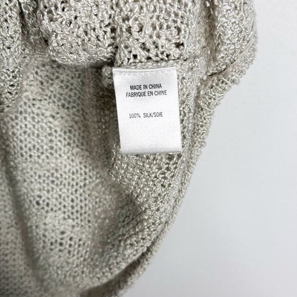 Helmut Lang P Light Heather Gray Silk Open Knit Tank Top Scoop Neck Curved Hem - Picture 8 of 10